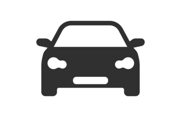 Car icon - black vector illustration with reflection