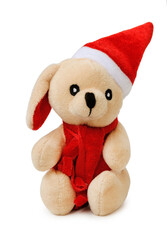 Plush Toy Dog in a New Year's Red Hat