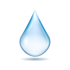 Water drop realistic.Vector illustration isolated on white background.