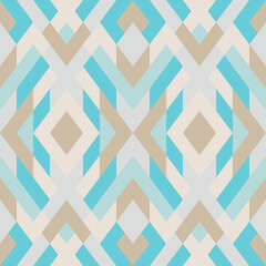 Abstract seamless geometric pattern in vector. Simple colorful texture. Background in blue and beige colors
