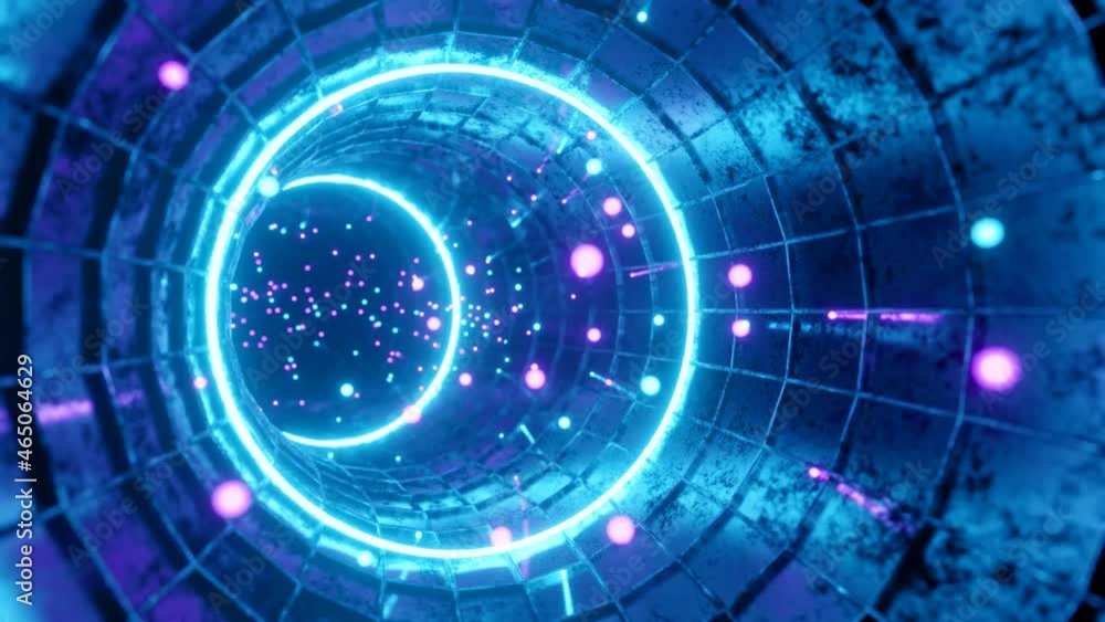 Wall mural seamless loop motion graphic of flying into swirl circle digital tunnel