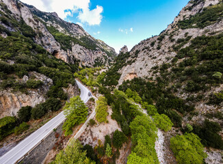 Street through a mountain valley