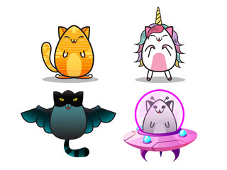 Cute cat cartoon sltyle callection ,lover kiitty vector illustrator