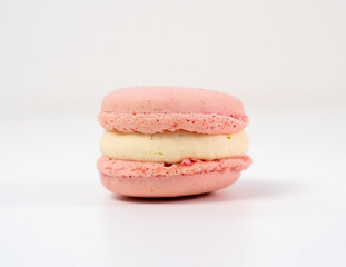 Macaroons on a white background, colorful macaroons french cookies. Macaroons.
