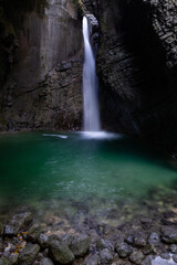 Fototapeta na wymiar view of the Slap Kozjak waterfall in the Julian Alps of Slovenia