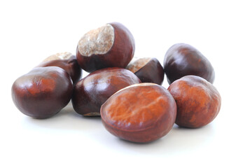 Chestnuts isolated on white background