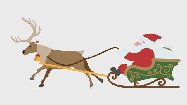 Santa Claus Illustration Loop Animation (4K Resolution, Background Transparency) Presenting Presents