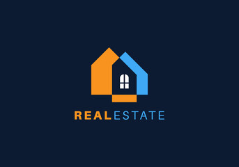 Modern Colorful Real Estate Property Construction Broker Abstract Flat Minimalistic Premium Home Logo Design Template