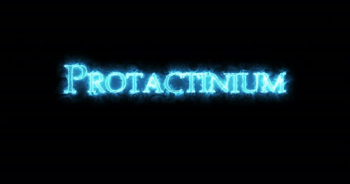 Protactinium, chemical element, written with fire. Loop
