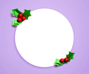 Christmas holly berries - Paper craft - flat lay
