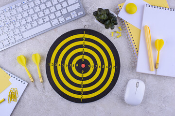 Target and goal concept with darts and arrows