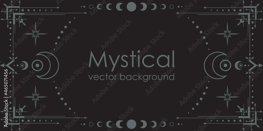 Canvas Prints dark boho background with a copy space. mystical backdrop with an ornate geometric frame, outline cr