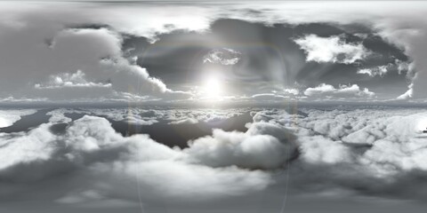 Panorama of clouds, HDRI, environment map , Round panorama, spherical panorama, equidistant projection, panorama 360, Clouds, among the clouds, the sky and the clouds, 3D rendering