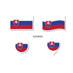 Obraz premium Slovakia flag logo icon set, rectangle flat icons, circular shape, marker with flags.