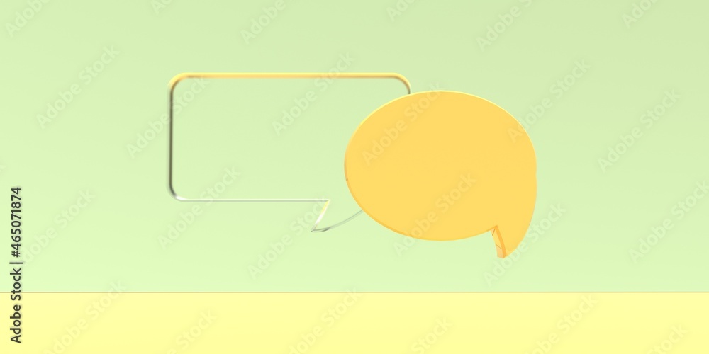 Poster floating speech bubbles on a colored background - 3d render illustration