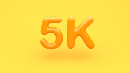 5K celebration text with 3D render illustration