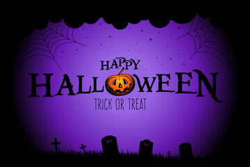 happy halloween background with happy halloween lettering vector illustration