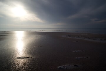 Sunset at Tuz Golu - salt lake in Turkey