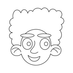 Cute hand-drawn zombie coloring page for kids vector illustration. Funny doodle zombie head black outline isolated on white background. Happy Halloween coloring page for kids printable page vector