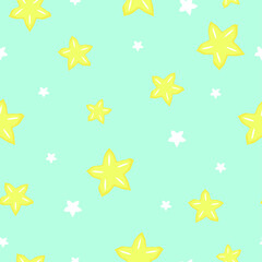 Pattern with blue sky strewn with stars