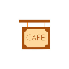 Coffee shop signboard icon in color icon, isolated on white background 