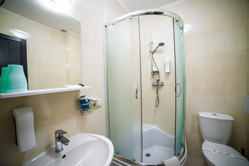 Classic typical bathroom in light interior