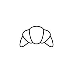 croissant Breakfast  icon in flat black line style, isolated on white 