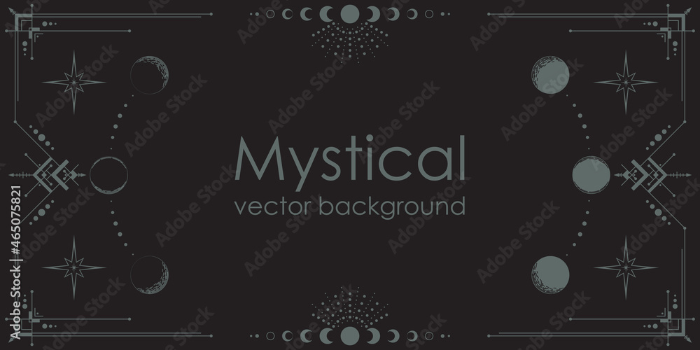 Canvas Prints dark boho background with a copy space. mystical backdrop with an ornate geometric frame, outline mo