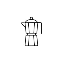 italian Coffee maker icon in flat black line style, isolated on white 