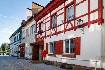 The restored facades of the Zheleznodorozhny town, Kaliningrad region