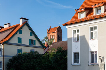 The restored facades of the Zheleznodorozhny town, Kaliningrad region