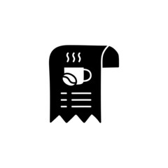 coffee Bill icon in solid black flat shape glyph icon, isolated on white background 