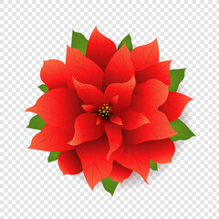 Happy New Year Banner With Poinsettia With Gradient Mesh, Vector Illustration