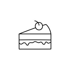coffee cake icon  in flat black line style, isolated on white 