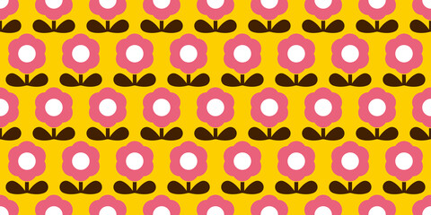 Retro flowers background. Seamless pattern. Vector. レトロな花のパターン
