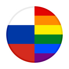 Fototapeta premium round icon with russia and rainbow flags. vector illustration isolated on white background