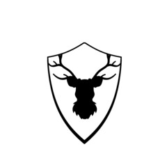 Head of deer on shield. Knight coat of arms