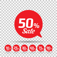 Special offer sale red tag KIT. This is the concept of the price list for discounts, of an advertising campaign, advertising marketing sales, a 50% off discount, a unique offer. Vector illustration.