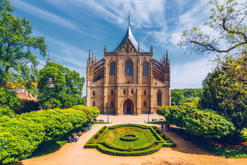 View of Kutna Hora with Saint Barbara's Church that is a UNESCO world heritage site, Czech...
