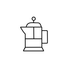 italian Coffee maker icon in flat black line style, isolated on white 