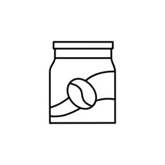 Coffee powder icon in flat black line style, isolated on white 