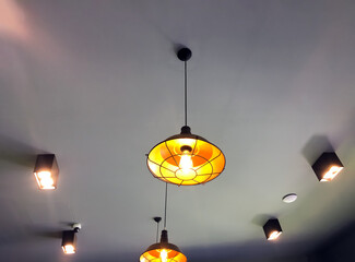 Pendant lights on the ceiling