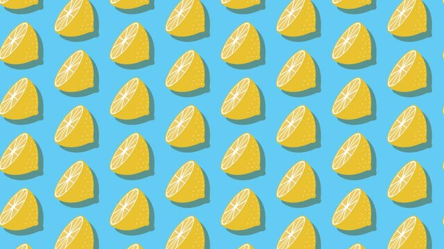 Round slice lemons  pattern 4K background animation. 輪切りレモンのパターンイラストアニメーション 4K 背景素材
