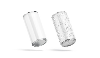 Blank white aluminum 280 ml soda can mockup bottom, no gravity