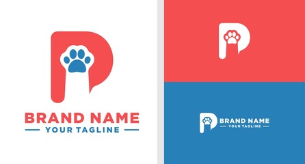 LETTER P LOGO PAW NEGATIVE SPACE SIMPLE EDITABLE