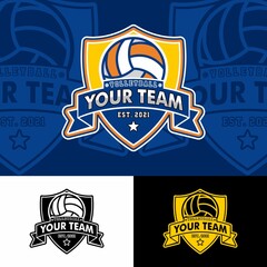 Fototapeta premium Volleyball Team Shield Badge Template Volleyball Sports Logo Inspiration Design