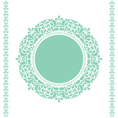 Decorative frame Elegant vector element for design in Eastern style, place for text. Floral green and white border. Lace illustration for invitations and greeting cards