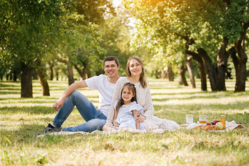 Fototapeta premium Happy family picnic in the park 