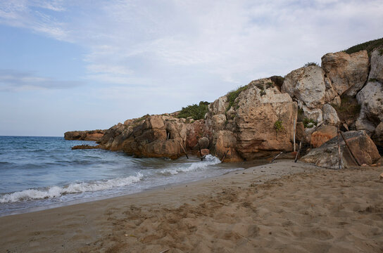 Vendicari, Italy - September 21, 2021 : View of Calamosche beach in Vendicari nature reserve