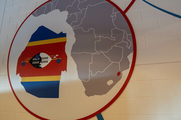 Eswatini (Swaziland) Pavilion  entrance sign in Expo 2020 Mobility District a global event on...